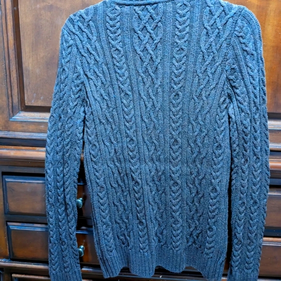 Chocolate brown cable zip up knit sweater - Picture 3 of 3